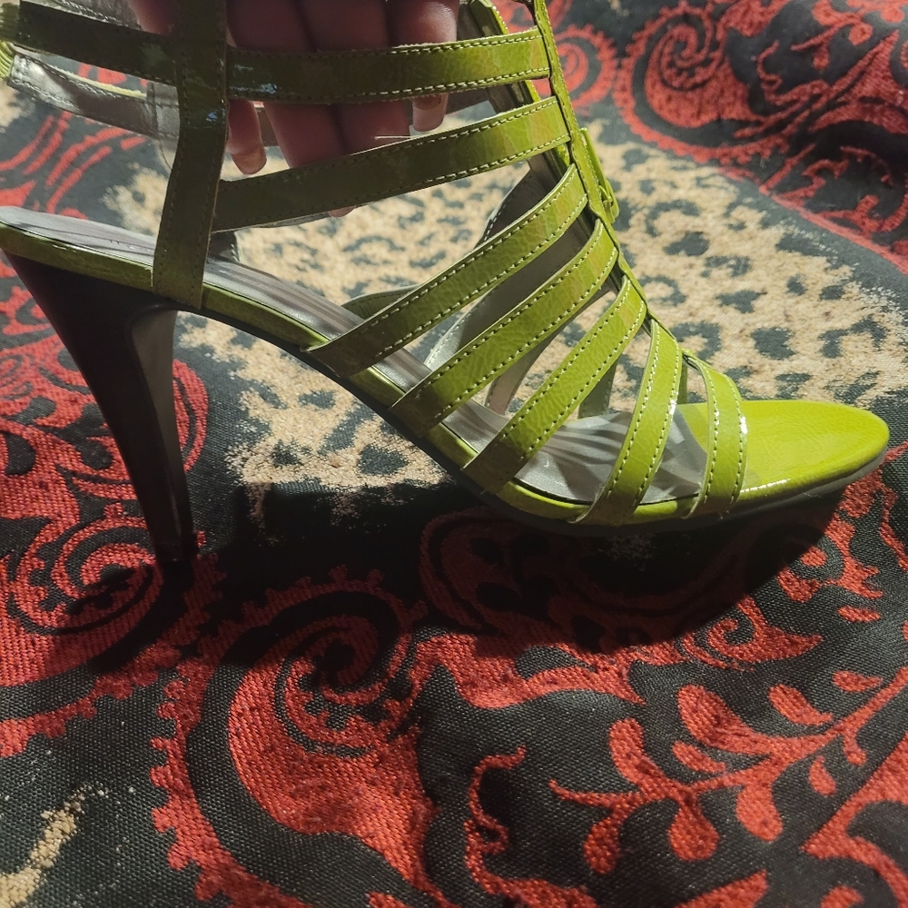 Lime Green Strappy Women's Sandals - Picture 3 of 4